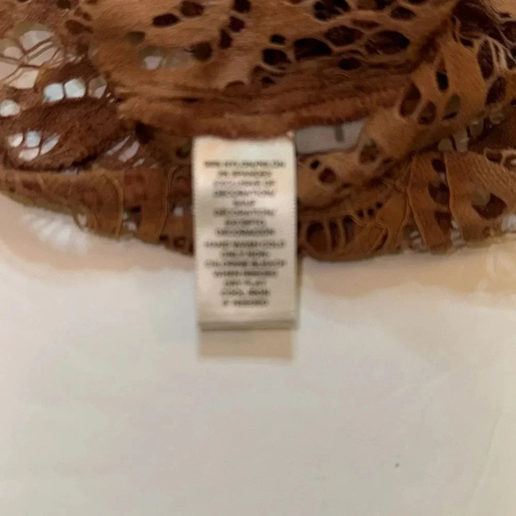 Loft Shirt Camel Tan Floral Overlay Lace Unlined Shirt Blouse - Picture 5 of 5